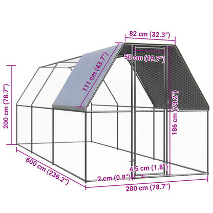 Vidaxl Jaula Gallinero De Acero Galvanizado 2x6x2 M_2
