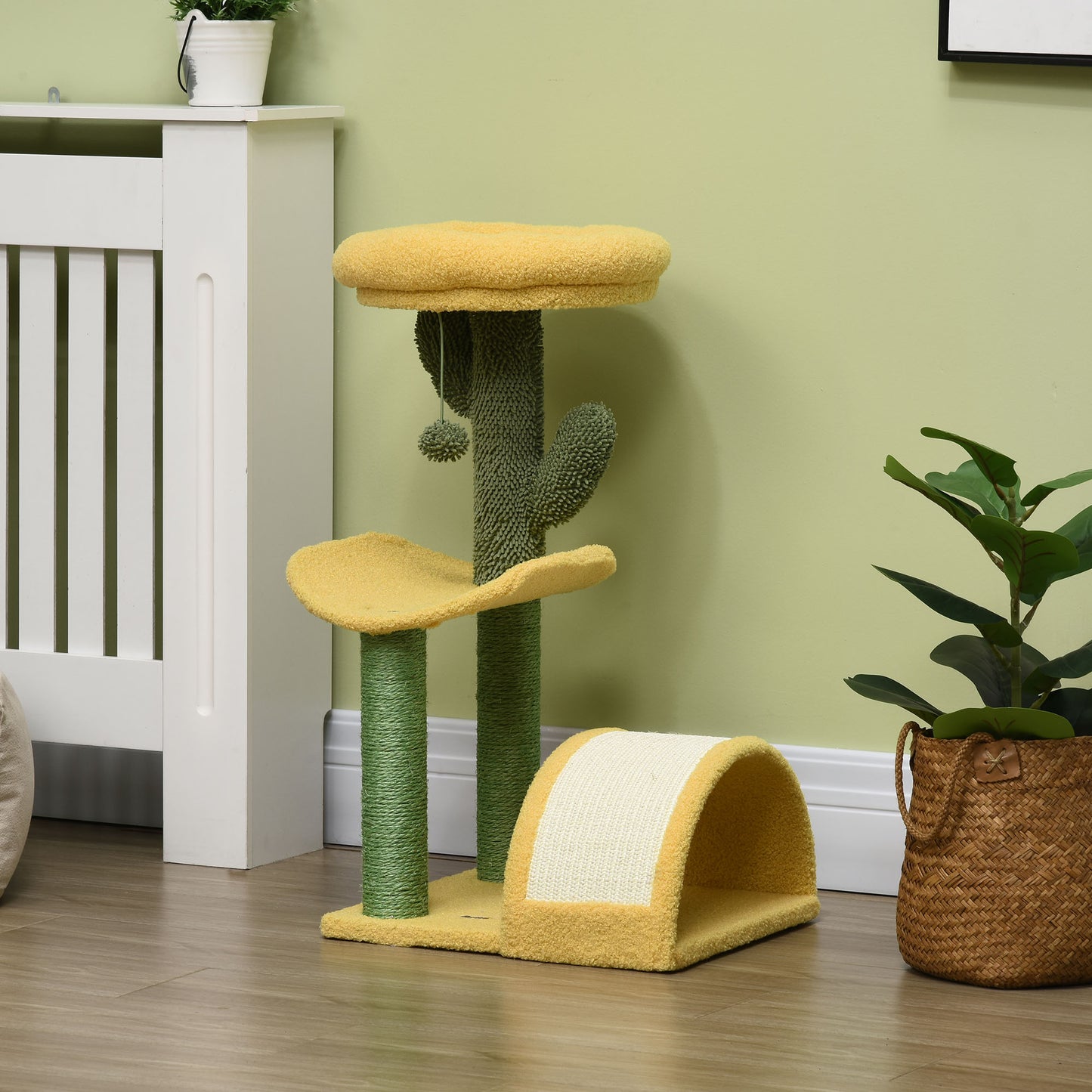 Pawhut Árbol Rascador Para Gatos Con Cama Poste De Sisal Rascadora 40x35x72 Cm_1