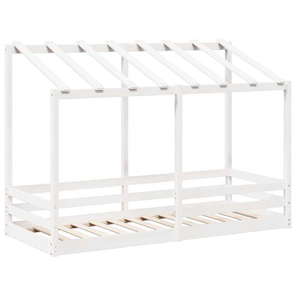 Cama Infantil Con Techo Madera Maciza Pino Blanco 75x190 Cm_2