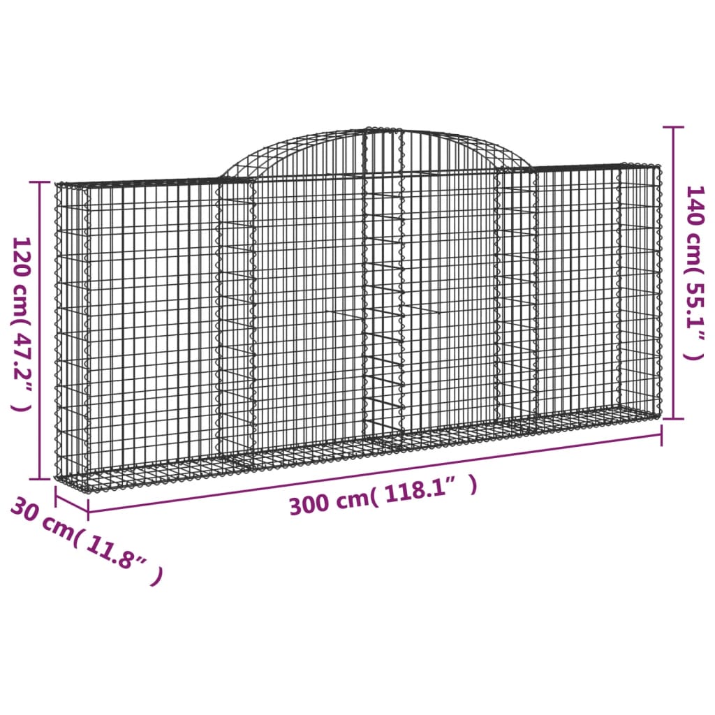 Cestas De Gaviones 12 Uds Forma De Arco Hierro 300x50x120/140cm_5