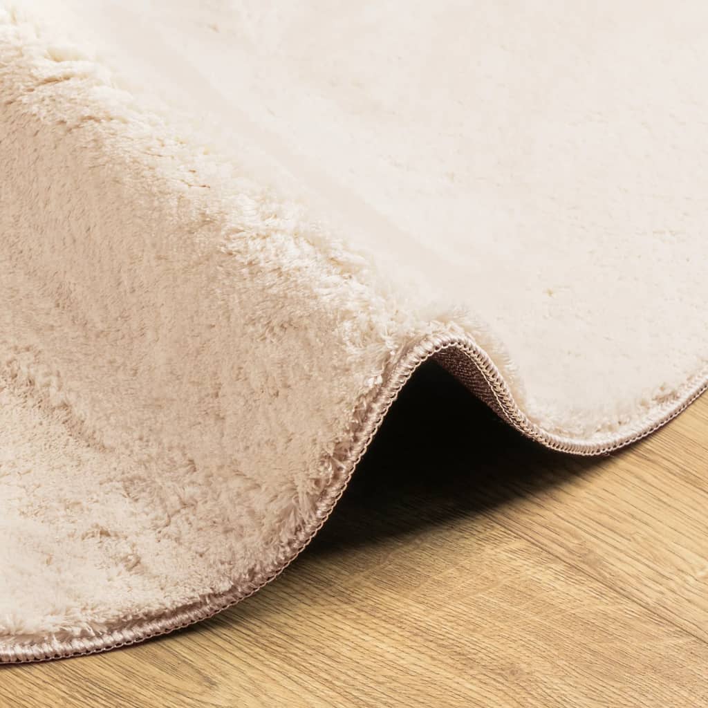 Alfombra De Pelo Corto Suave Lavable Huarte Beige Ø 120 Cm / Vetonek_4