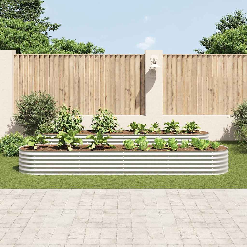 Arriate De Acero Galvanizado Plateado 400x80x44 Cm_1