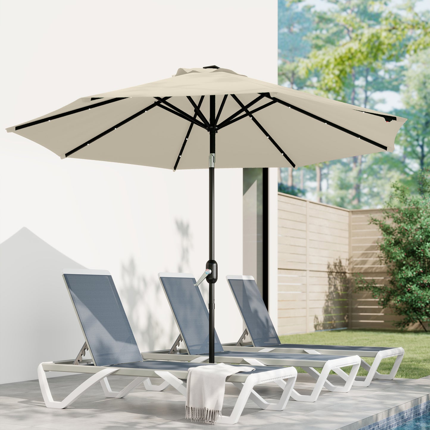Outsunny Toldo De Recambio De Sombrilla De 3 M Con Ventilación Superior Caqui_1