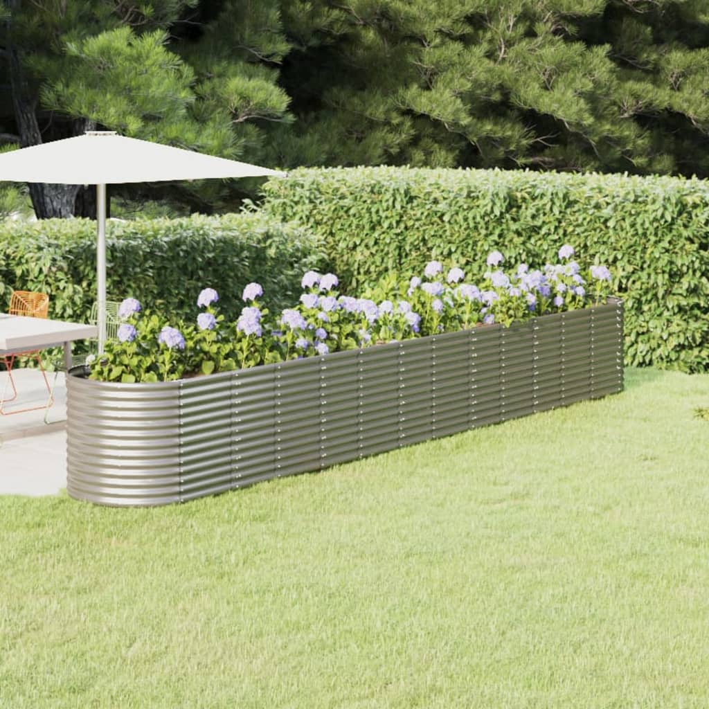 Jardinera Arriate Acero Recubrimiento Polvo Plata 512x80x68 Cm_1
