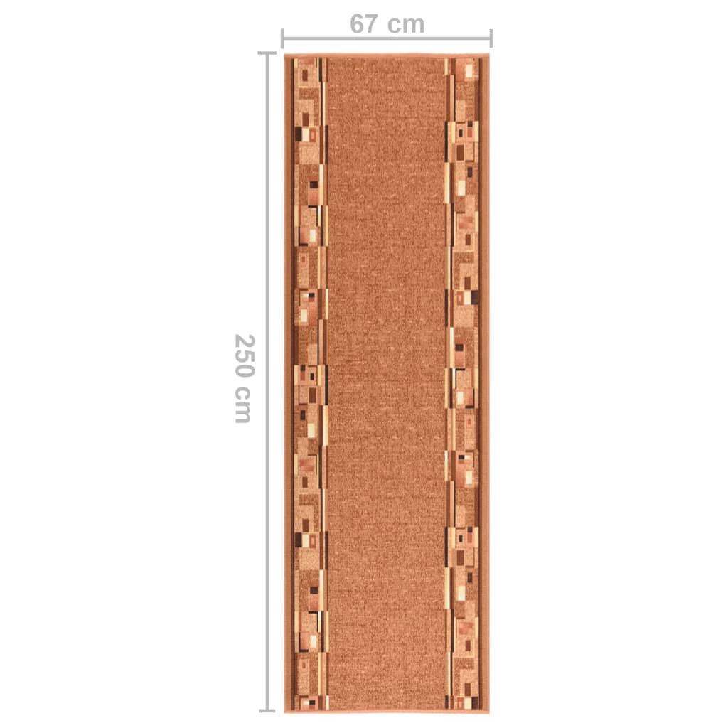 Vidaxl Alfombra De Pasillo Antideslizante Marrón 67x250 Cm_2