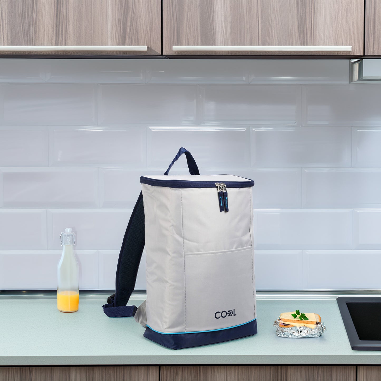 Well Home Mochila Cooler Bag 25 Litros En Poliéster 420d Con Ribete En Azul Neón_2
