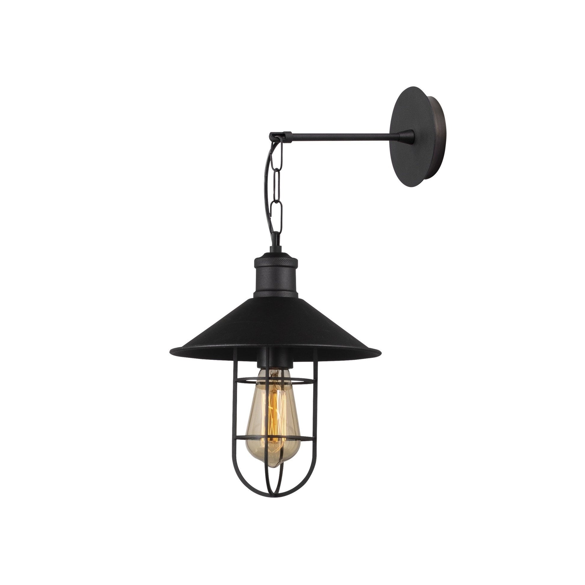 Aplique De Pared, Metal , Negro, 25x25x40, Casquillo E 27 Max 40 W