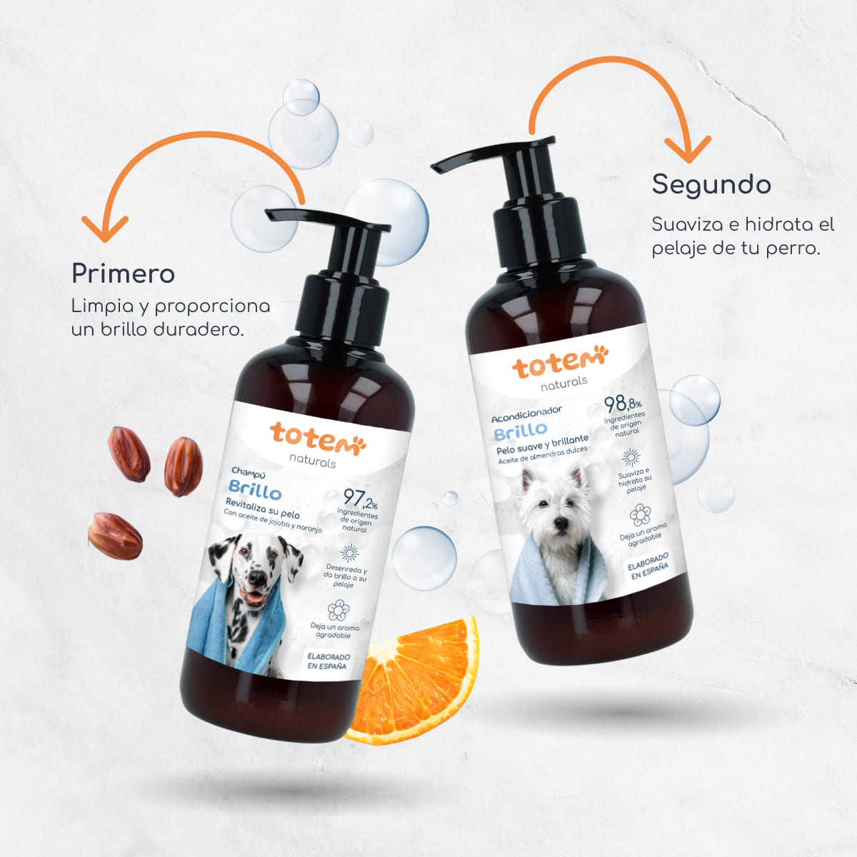 Pack Suavidade e Brilho para cães Totem Naturals Champô + Condicionador