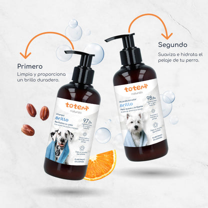 Pack Suavidade e Brilho para cães Totem Naturals Champô + Condicionador