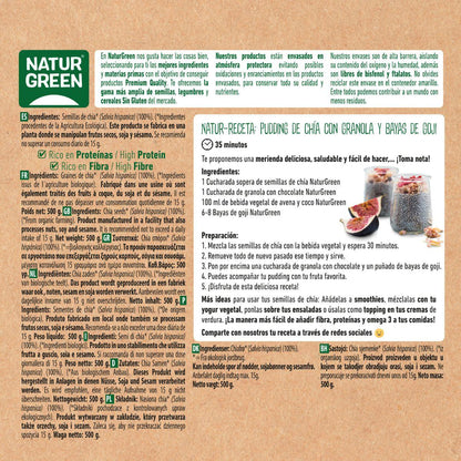 Sementes de Chia Biológicas NaturGreen 500 g