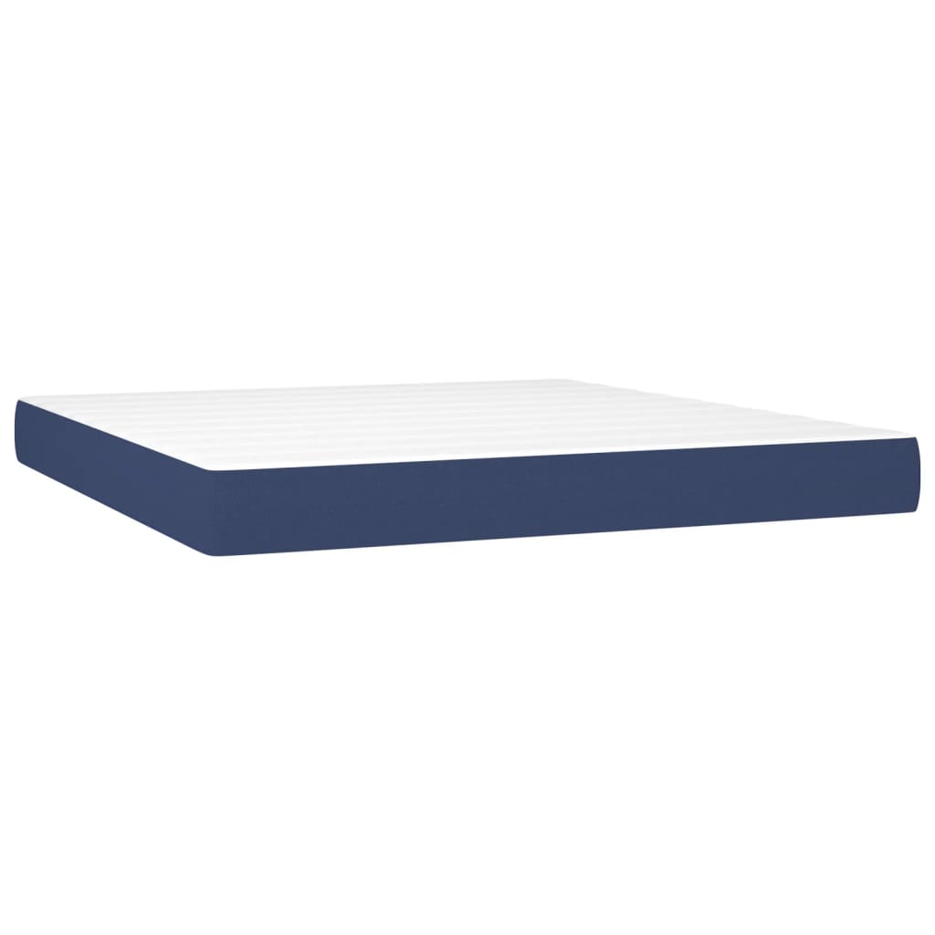 Cama Box Spring Colchón Y Luces Led Tela Azul 180x200 Cm / Vetonek_4