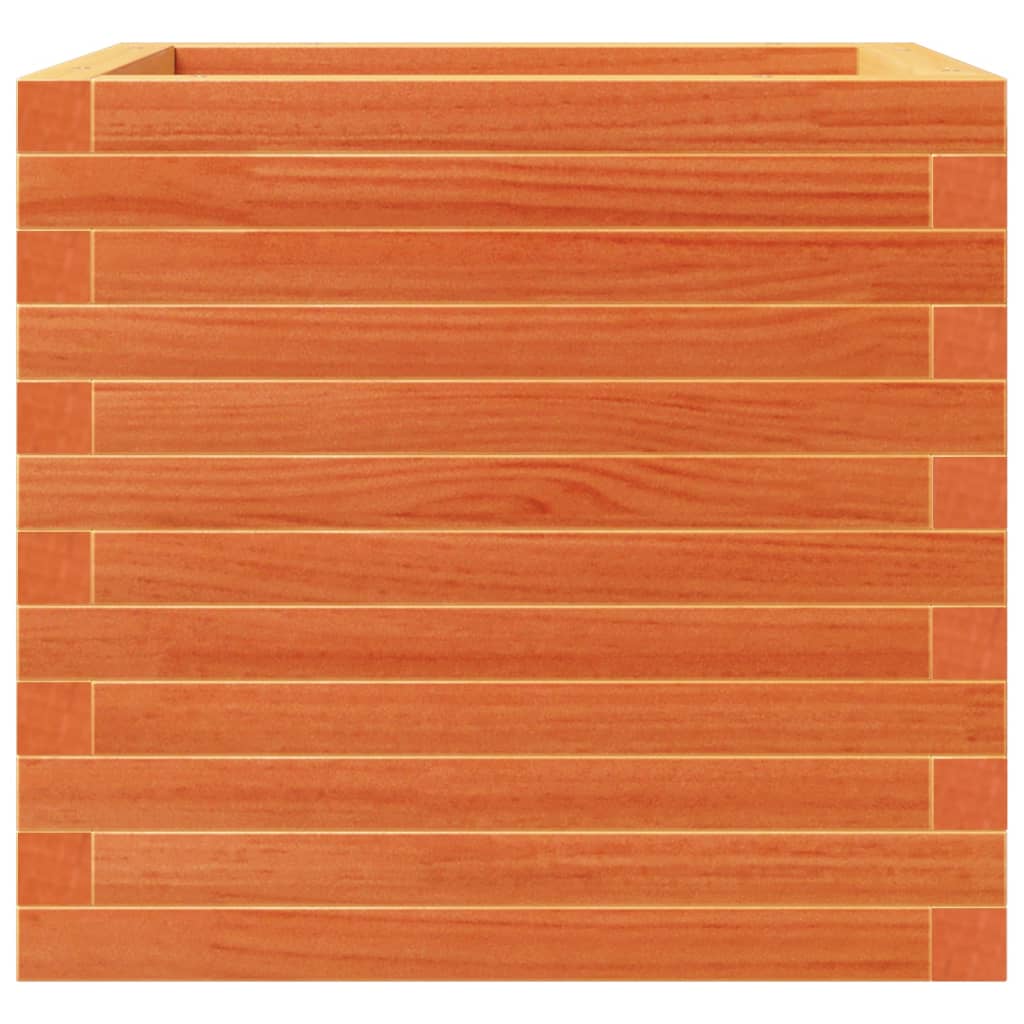 Jardinera Exterior Madera Maciza Pino Marrón Cera 50x50x46 Cm_4