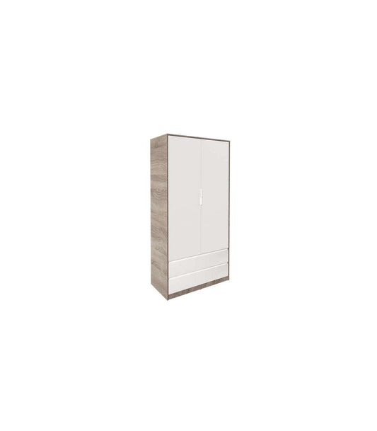Armario 2 Puertas 2 Cajones Abatibles Acabado Roble Cortez/blanco 200 Cm(alto)100 Cm(ancho_0