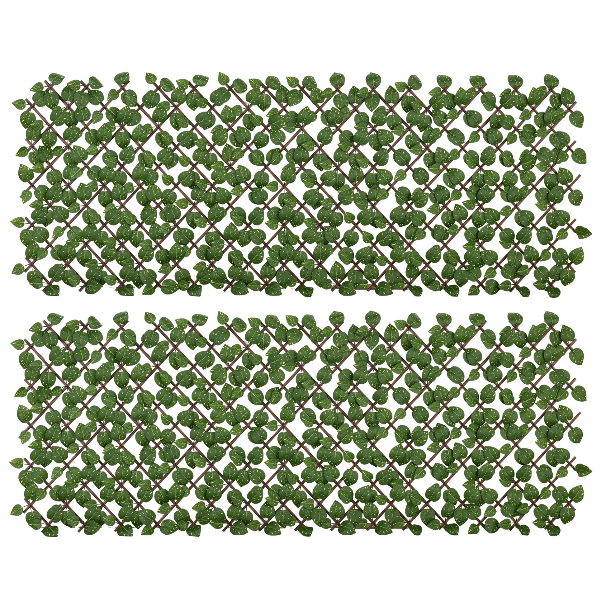 Outsunny 2 Setos Artificiales En Rollo Extensible 2x1m Cada Pieza Anti- Uv Verde_0