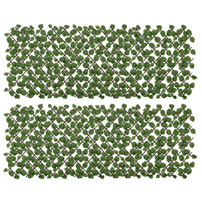 Outsunny 2 Setos Artificiales En Rollo Extensible 2x1m Cada Pieza Anti- Uv Verde_0