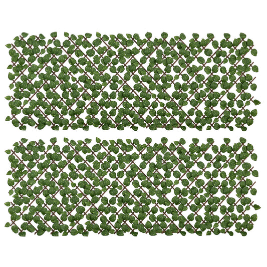 Outsunny 2 Setos Artificiales En Rollo Extensible 2x1m Cada Pieza Anti- Uv Verde_0