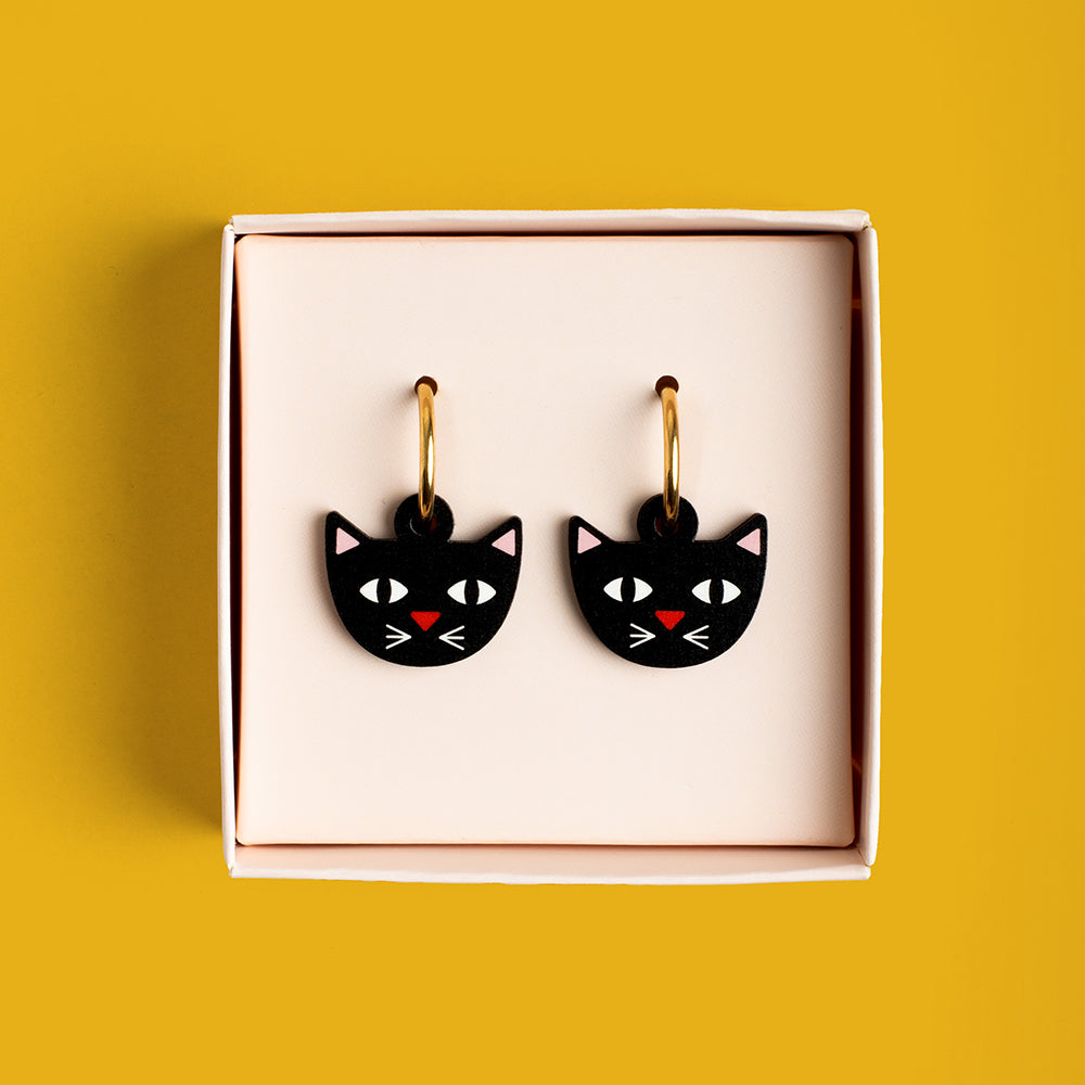 Pendientes Cat De Madera | Joyería Artesanal, Ligera Y Elegante | Diseño Natural Y Original_1
