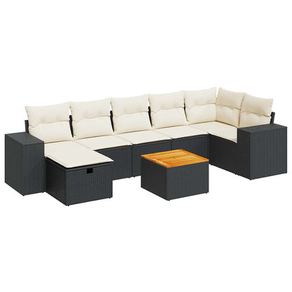 Set De Sofás De Jardín Y Cojines 8 Piezas Ratán Sintético Negro / Vetonek_2