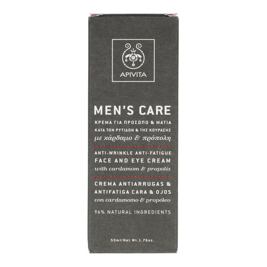 Apivita Creme Anti-Rugas - Creme Facial e Anti-Fadiga Contorno de Olhos com Cardamomo e Própolis 50 ml para Homem