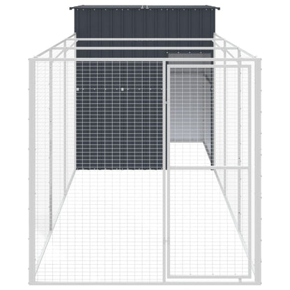 Caseta De Perros Con Corral Acero Galvanizado 165x455x181 Cm_2