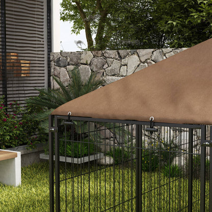 Pawhut Perrera Con Toldo Y 2 Cuencos Para Exterior 211x141x151 Cm Negro_4