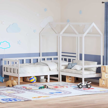Sofá Cama Con Techo Madera Maciza De Pino Blanco 80x200 Cm_1