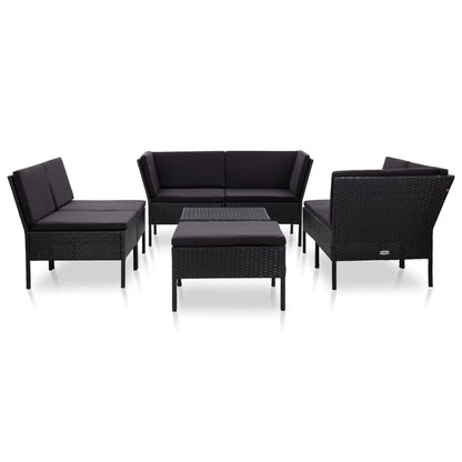 Vidaxl Set Muebles De Jardín 8 Piezas Y Cojines Ratán Sintético Negro_1