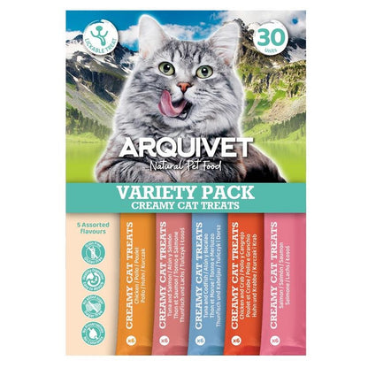 Snacks cremosos para gatos, pacote variado de snacks cremosos Arquivet, 30 unidades