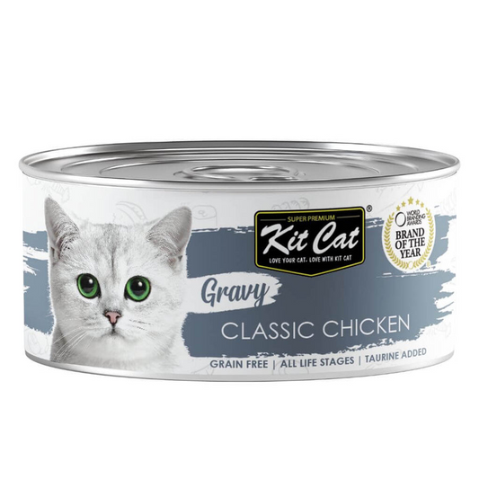 Kit Cat Canned Gravy - Frango Clássico 70g Ração húmida para gatos com molho