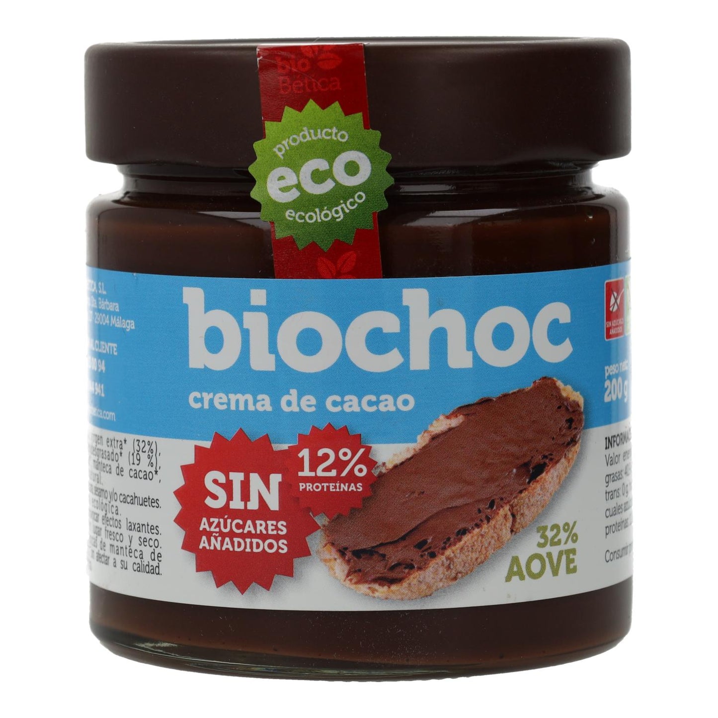 Biochoc Creme de Cacau Biológico 0% Açúcar Adicionado BioBética 200Gr