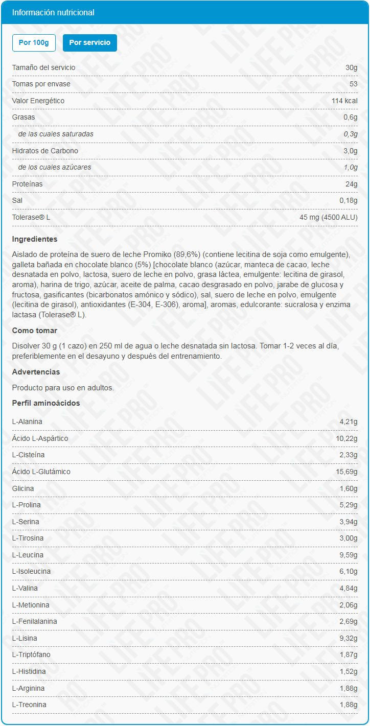 Isolate Zero Cfm - 1600g - Chocolate Blanco Con Choco Rings - Proteína De Aislado De Suero Isolate - Lifepro_5