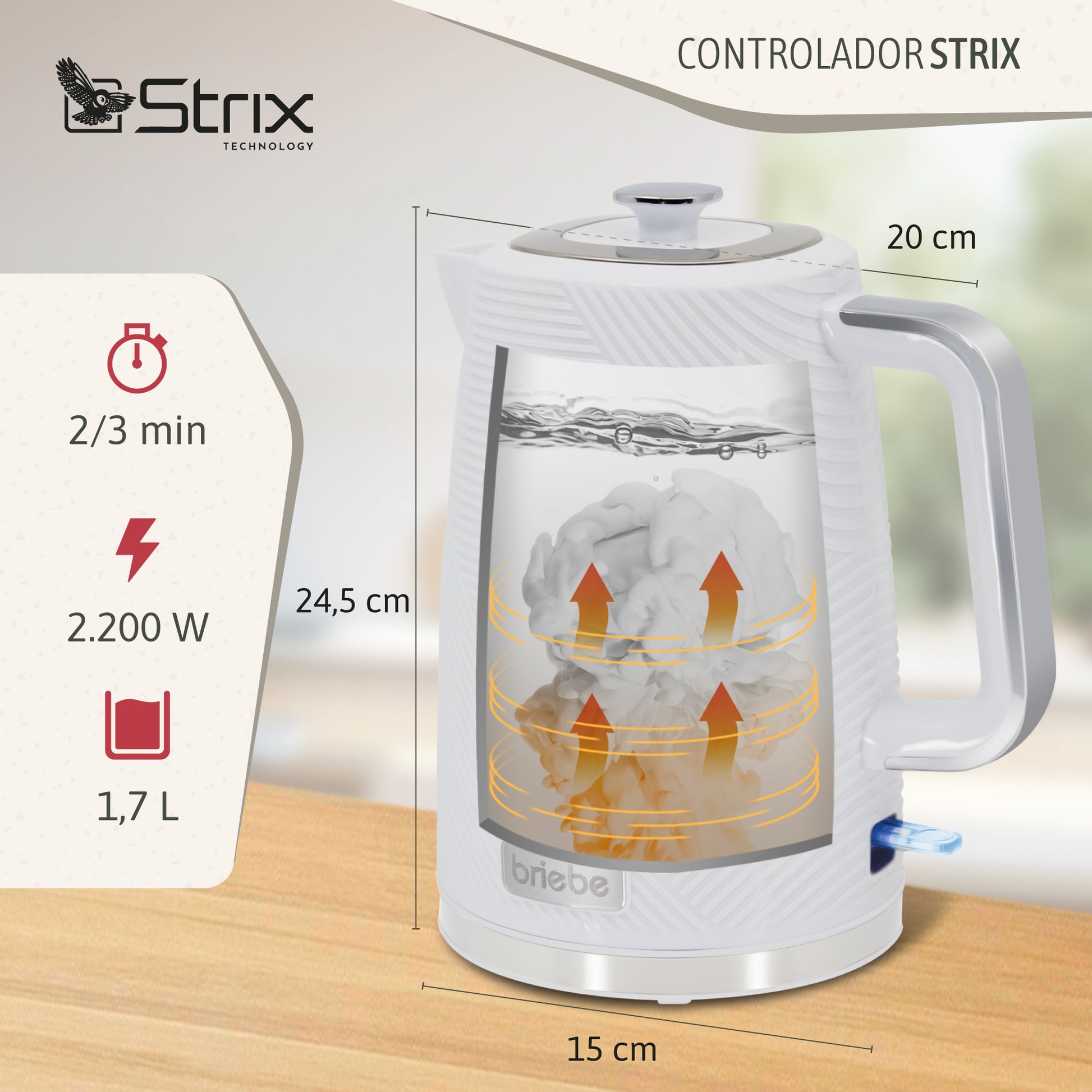 Briebe Elegance Set Tostador Pan Ranura Ancha 2 Rebanadas, Hervidor Agua Eléctrico 1,7l Cafetera 1,25l,skt1178wht,blanco_5