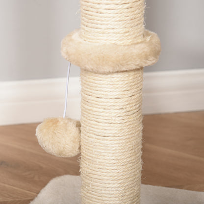 Pawhut Árbol Rascador De Gatos Caseta Bola Y Cuerda De Juego Poste De Sisal_4