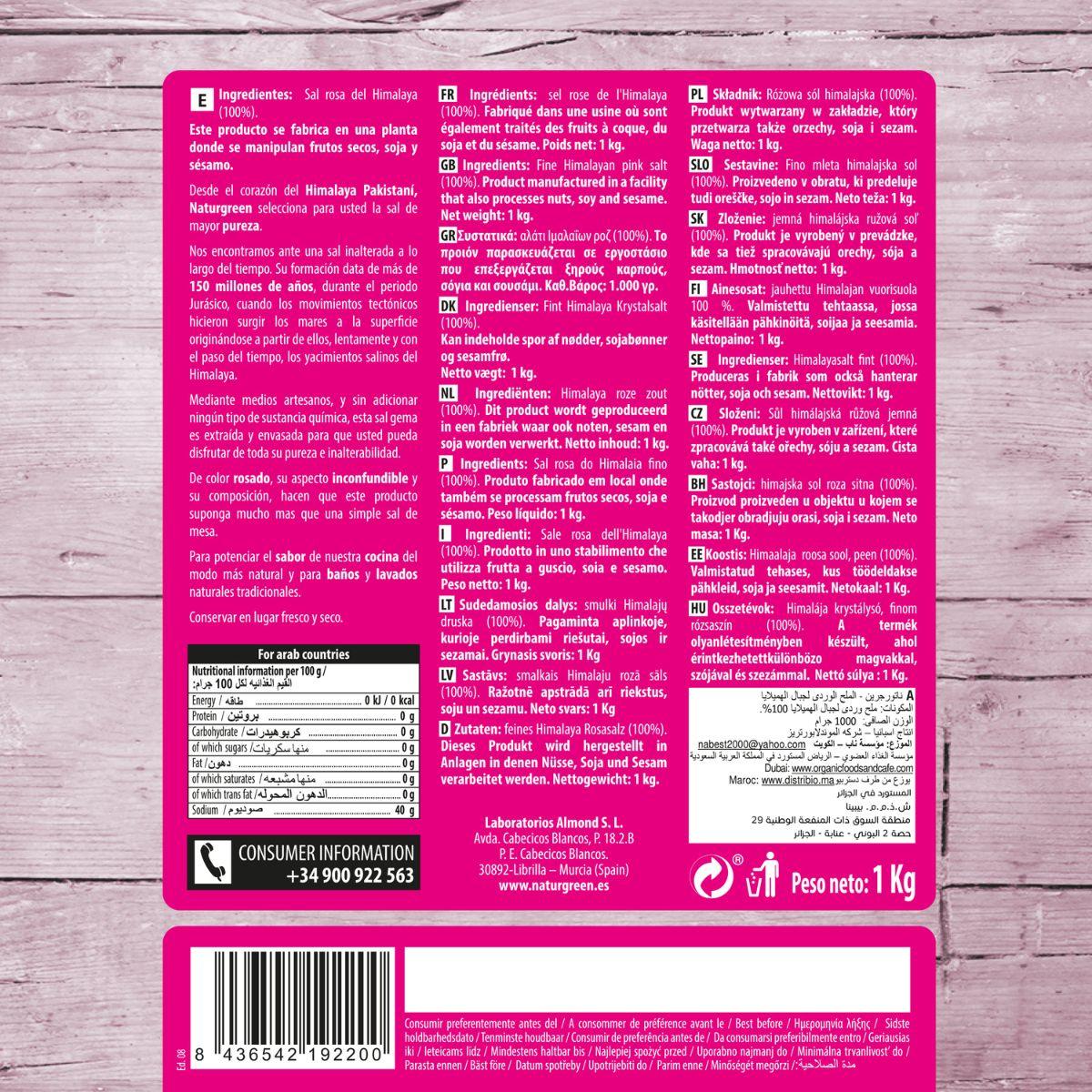 Sal rosa fino dos Himalaias Naturgreen 500 g