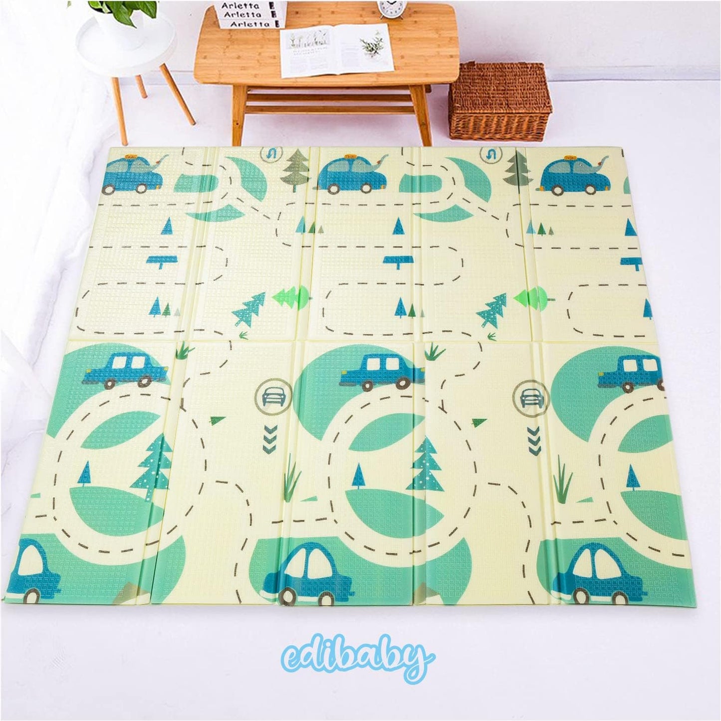 Alfombra Bebe, 1.5cm Grosor, Diseño Infantil, 200 X 180 Cm, Acolchada De Xpe, Reversible_5