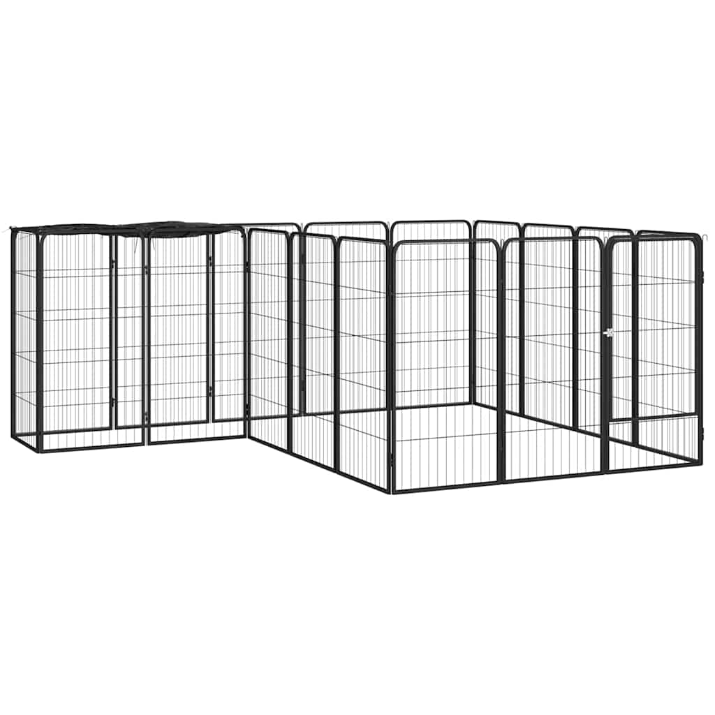 Jaula Perros 18 Paneles Acero Recubierto Polvo Negro 50x100 Cm_1