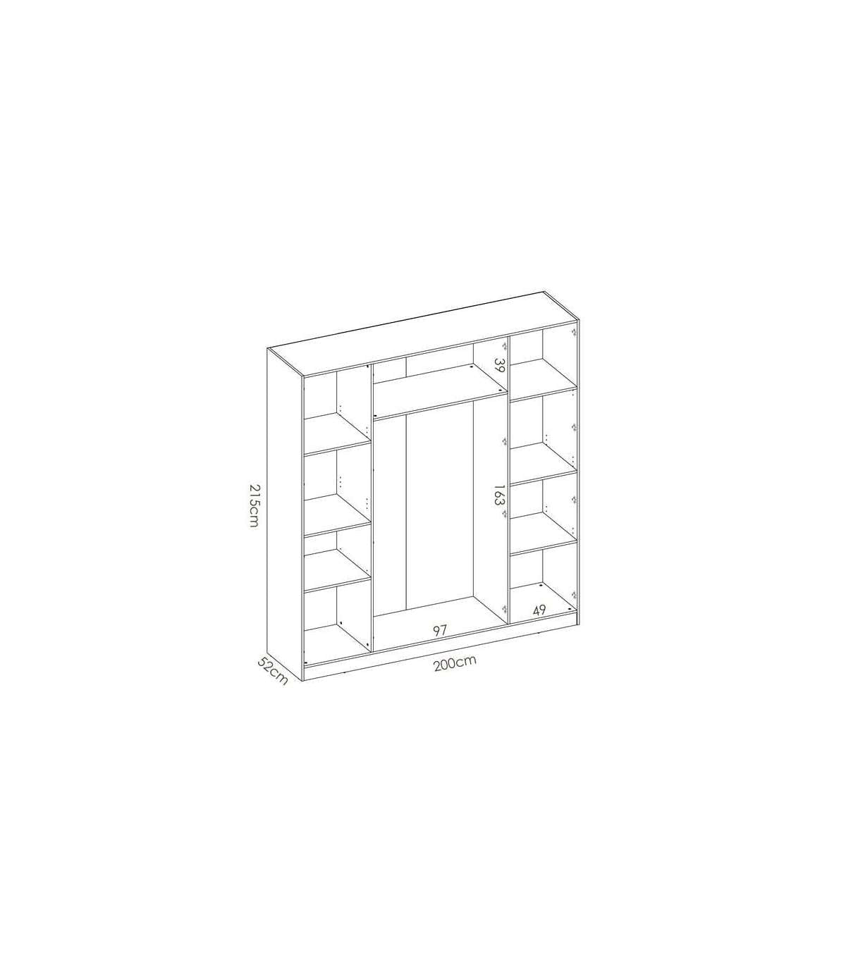 Armario Ropero Color Natural 4 Puertas Abatibles Huesa 215 Cm(alto)200 Cm(ancho)52 Cm(fondo)_2