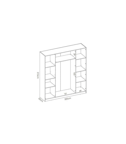 Armario Ropero En Blanco 4 Puertas Abatibles Huesa 215 Cm(alto)200 Cm(ancho)52 Cm(fondo)_2