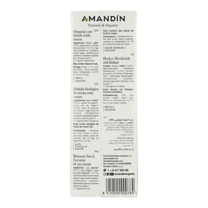 Pack de 12 Bebidas de Aveia Amandin com Cacau 1 L