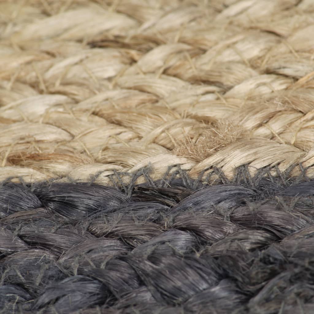 Alfombra Hecha A Mano De Yute Con Borde Gris Oscuro 120 Cm / Vetonek_0
