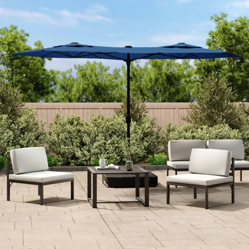 Vidaxl Sombrilla Doble De Jardín Azul Celeste 316x145 Cm_1