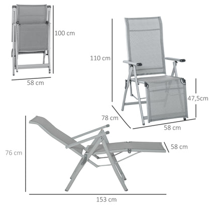 Outsunny Conjunto De 2 Tumbonas Reclinables Y Plegables 78x58x110 Cm Gris_2