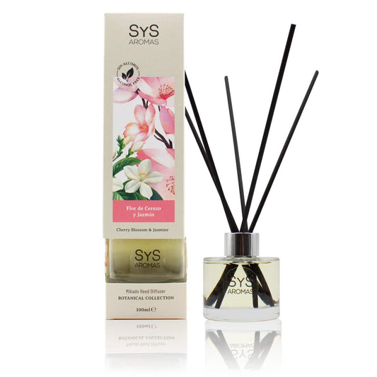 Ambientador Mikado Flor de Cerezo y Jazmín Botanical SYS Aromas 100 ml | Floral y Dulce | Sin Alcohol_0