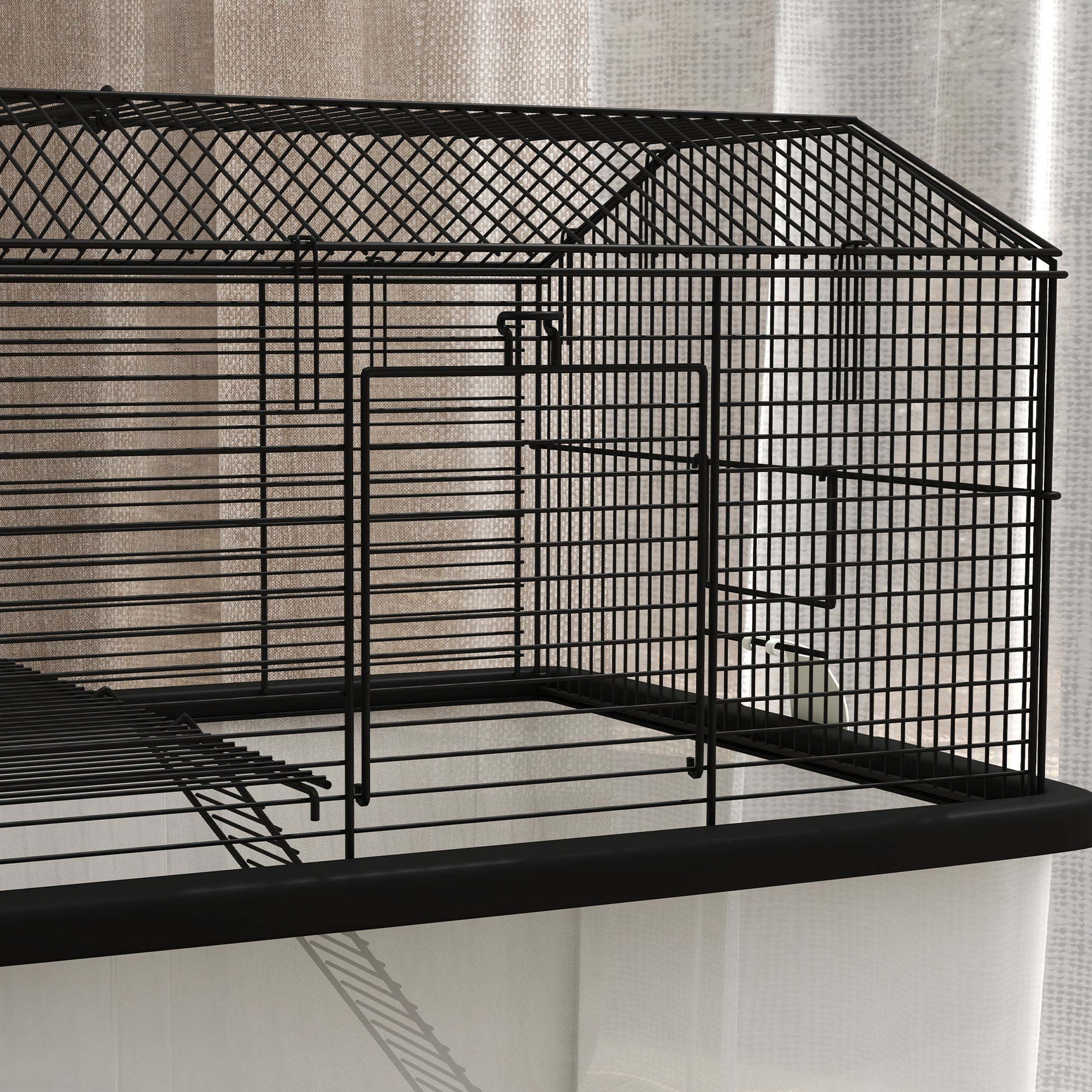 Pawhut Jaula Para Hámster Con Fondo Profundo 57x43x57 Cm Negro_3