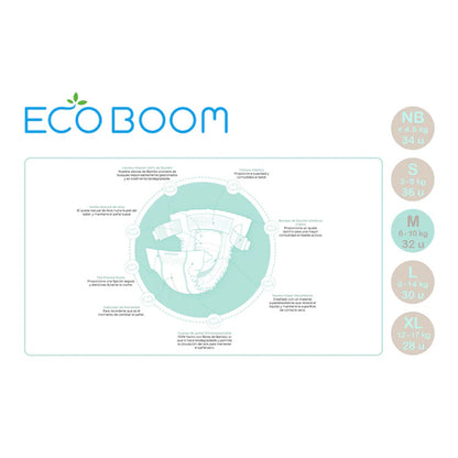 Fralda de Bambu Pure Premium ECO BOOM T3 (6 a 10 kg) 32 unidades