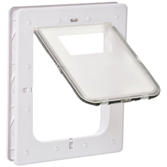Pawhut Puerta Para Mascotas 31,5x39x5,5cm Con Cierre Magnético De 2 Vías Blanco_0