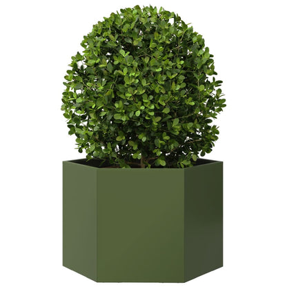 Jardinera Hexagonal De Acero Verde Oliva 69x60x45 Cm_2