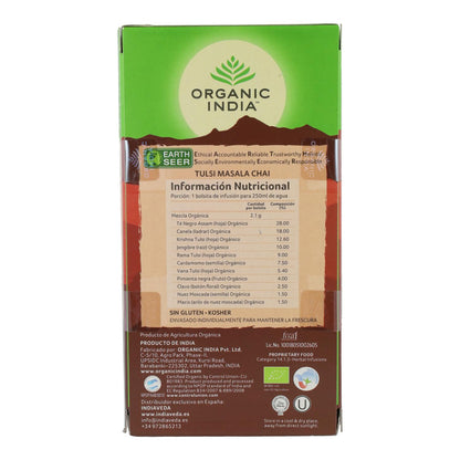 Tulsi e Masala Chai Orgânico Índia 25 sacos