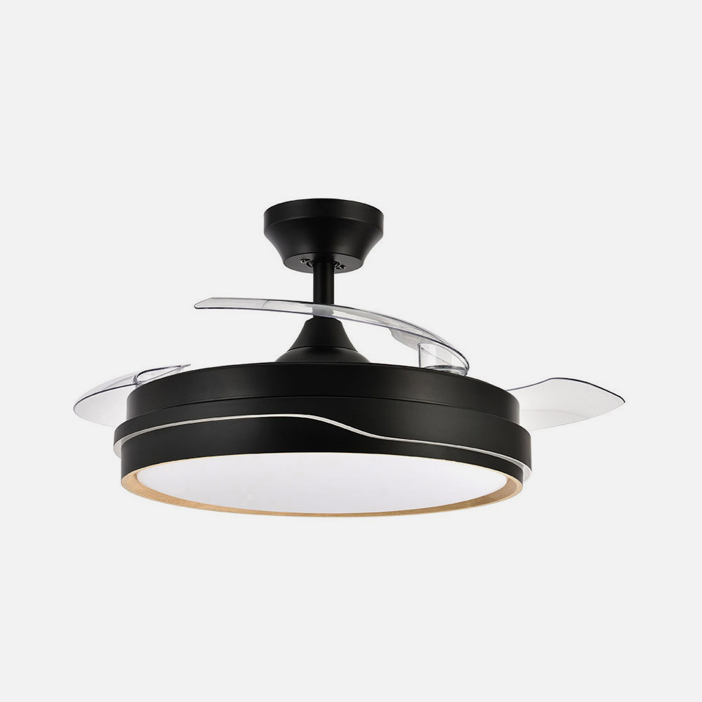 Ventilador Dc Tempano Negro/madera 72w 3aspas 107d 7200lm 6vel 3000k,4500k,6000k Remoto+temporizador+memoria_2