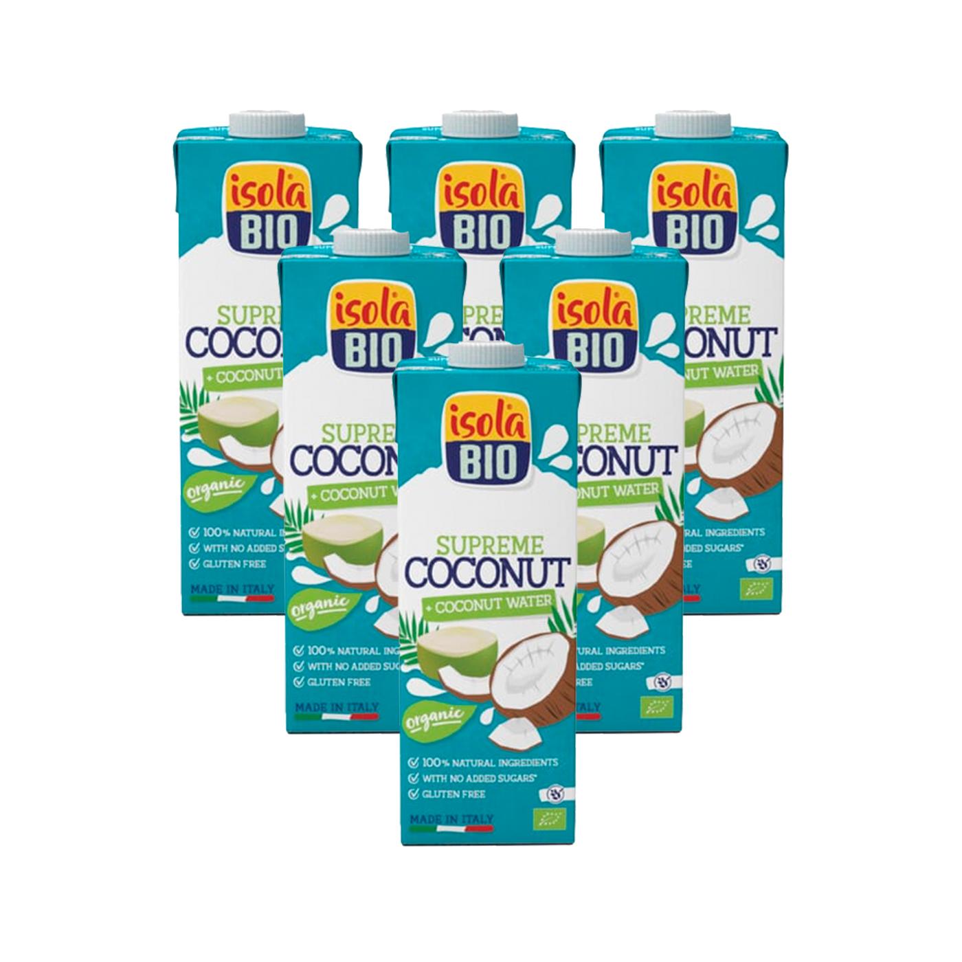 Pack de 6 Bebidas de Coco Biológicas Supreme Isola Bio 1L